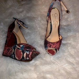 Multi colored reptile print wedge from Jessica Simpson